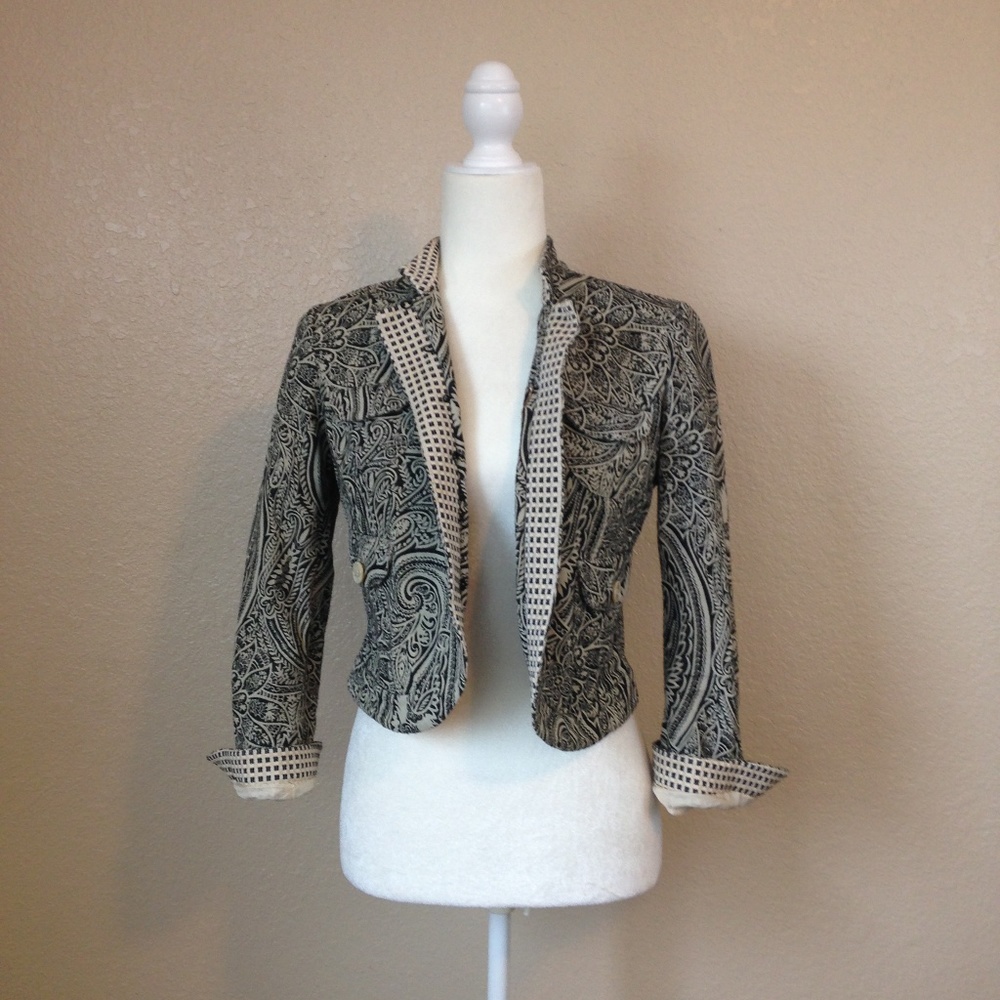 Etro Milano Black & Cream Cropped Paisley Jacket - Picture 3 of 8
