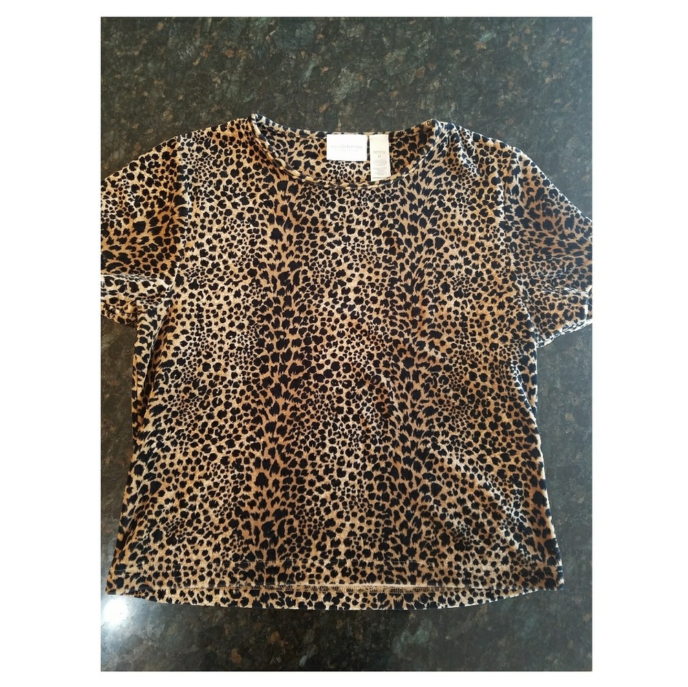 Liz Claiborne Lizsport Petite Leopard Print Top