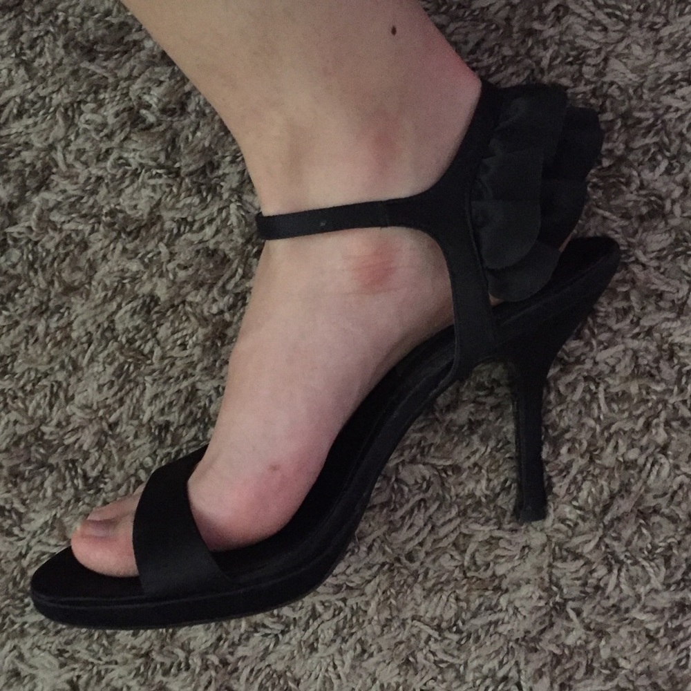 Nina Dressy Open Toe Stilettos with Ruffle Back