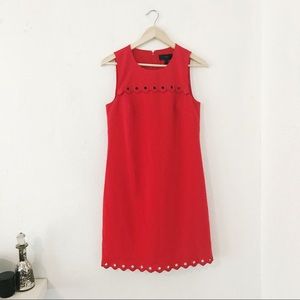 J. Crew Red Eyelet Scalloped Dress Size 4 Grommet