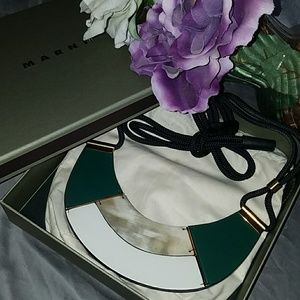 Marni leather/horn necklace