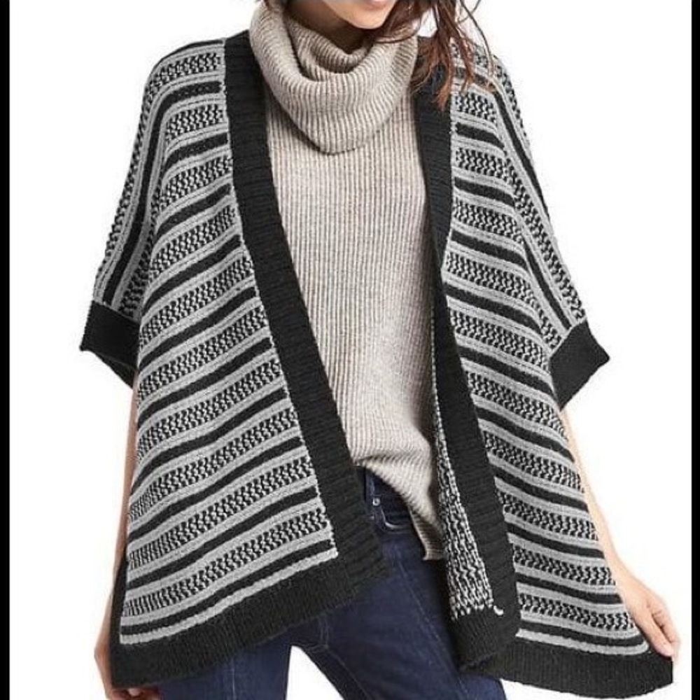 GAP Striped Open Front Poncho