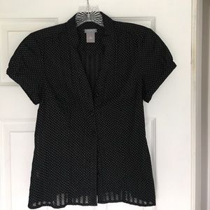 Ann Taylor black with white polka dot blouse 0P