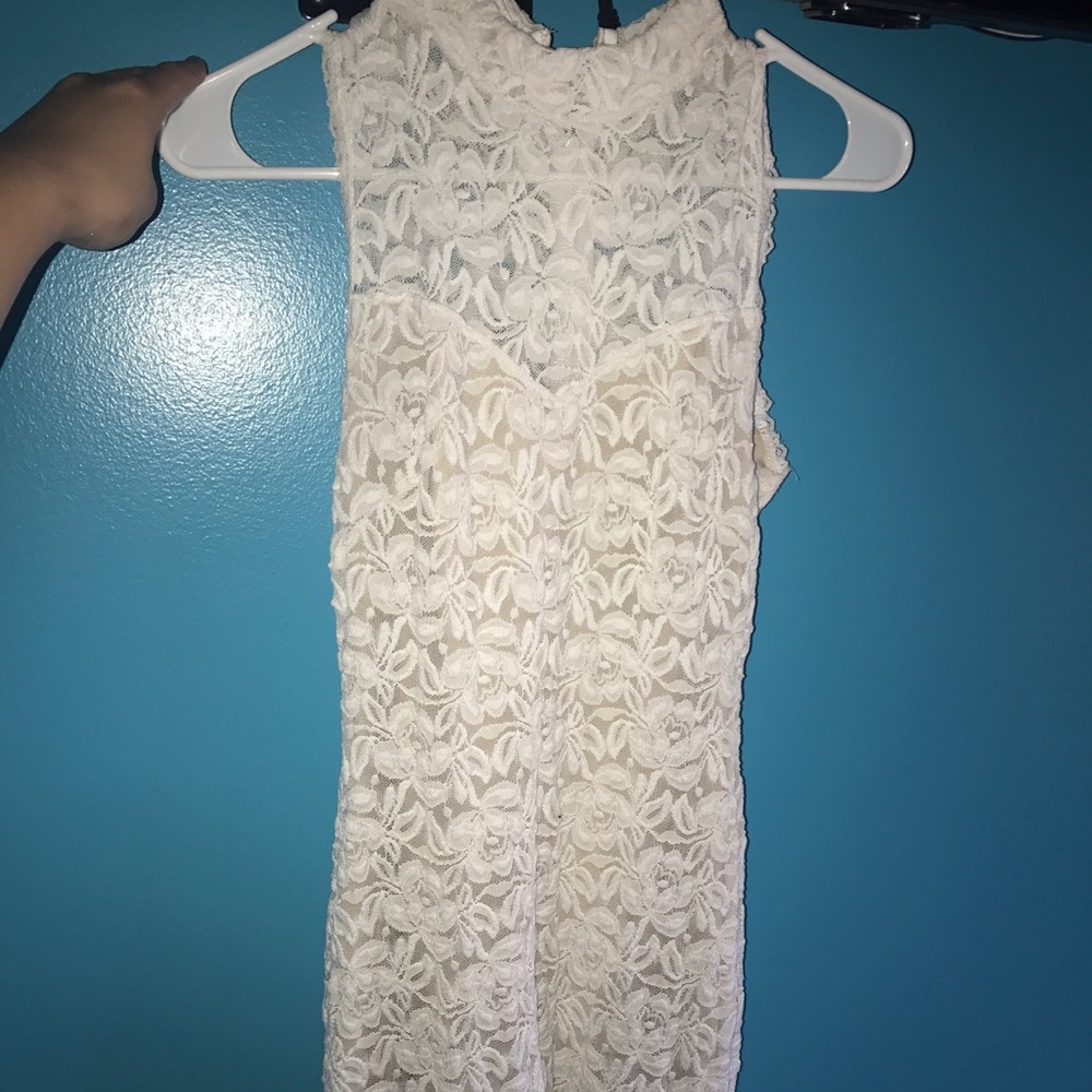 High Neck Knee Length lace Business Dress