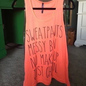 Neon orange racerback graphic tank