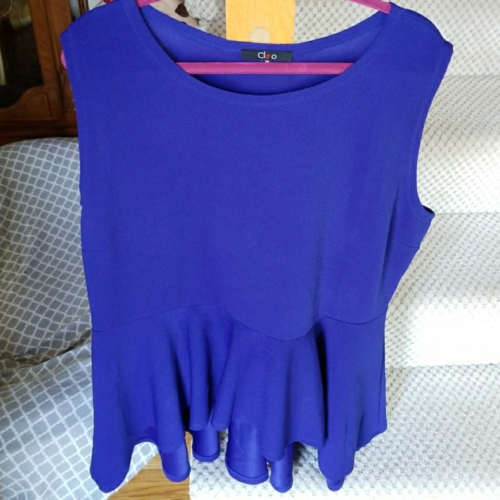Plus size Peplum top in beautiful blue NWOT