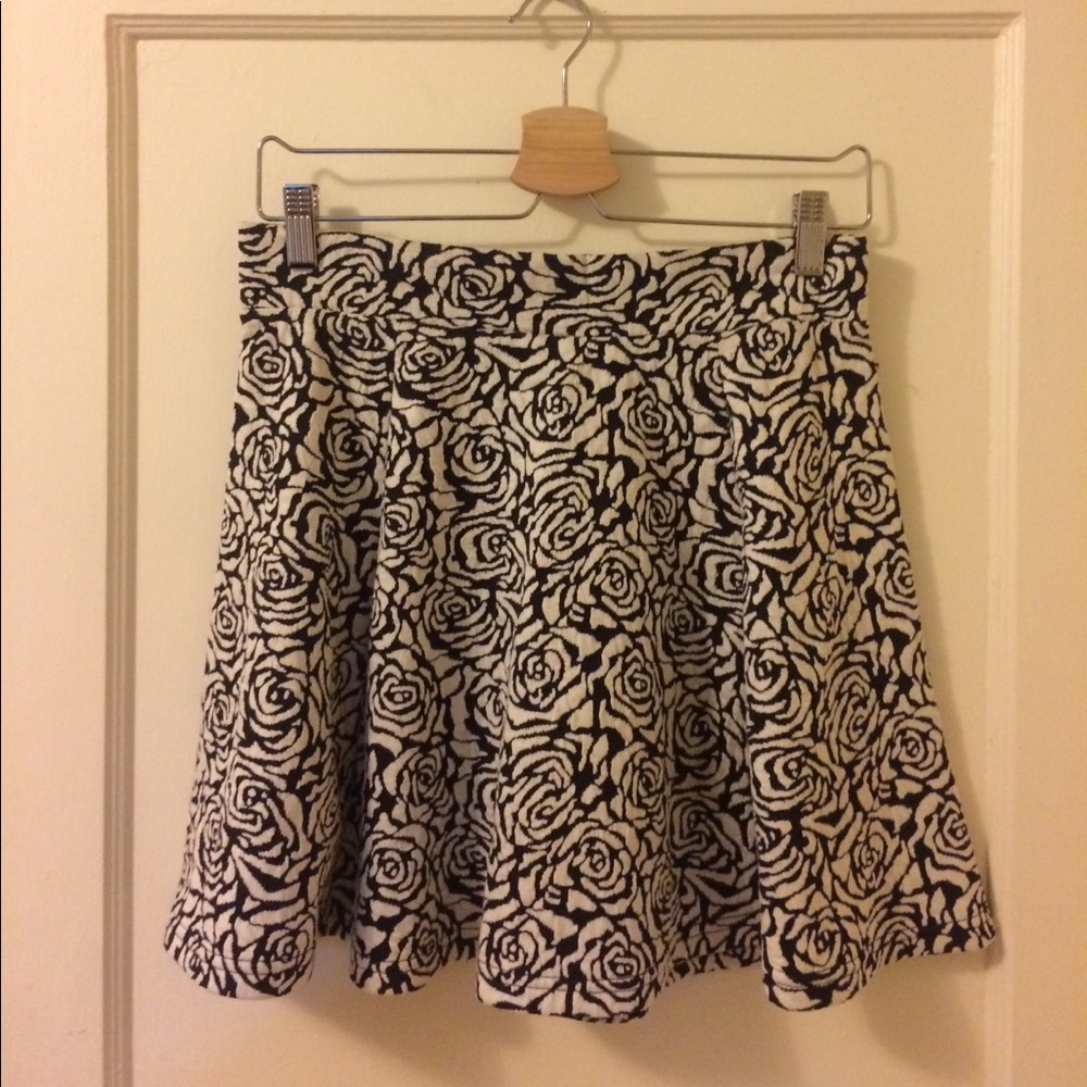 Black & White Floral Skater Skirt