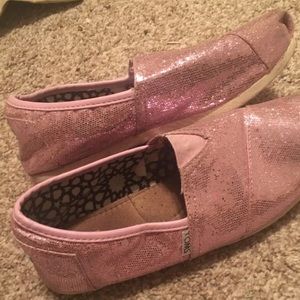 Pink Sparkly Toms Size 8