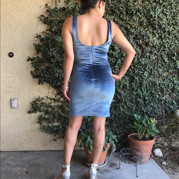 Ice Blue Velvet Bodycon - Picture 3 of 7