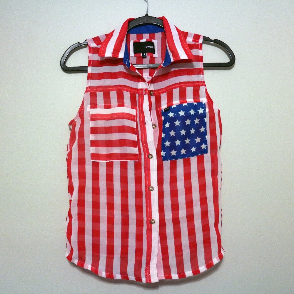 HURLEY Button up American Flag Top