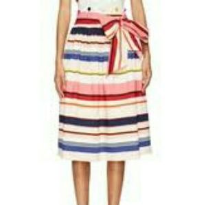 Kate Spade Slub cotton midi skirt with bow belt