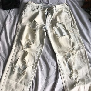 Distressed boyfriend jeans