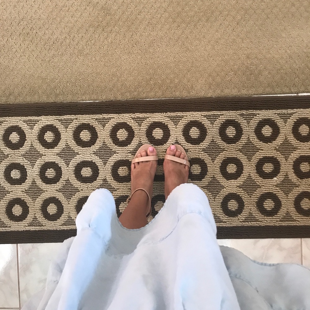 Nude sandal heels with ankle strap