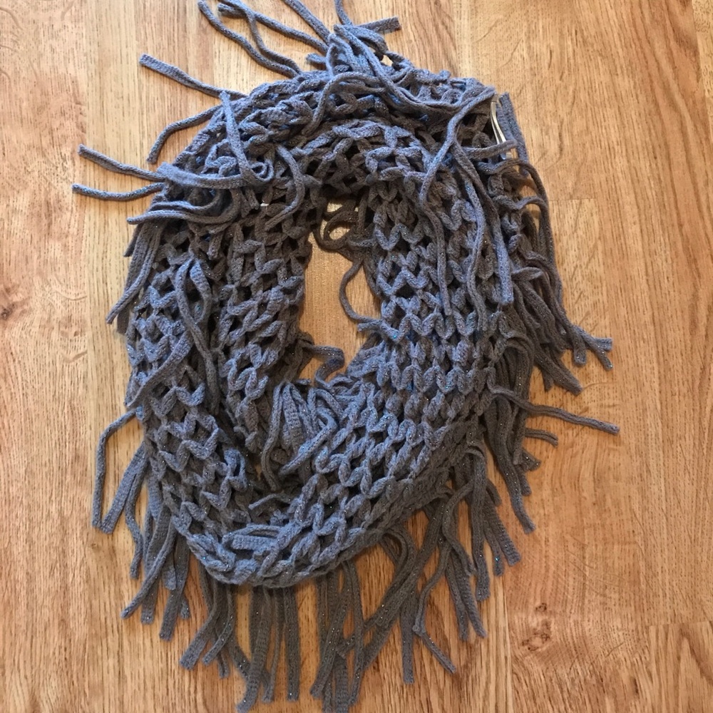 Brown fringe infinity scarf