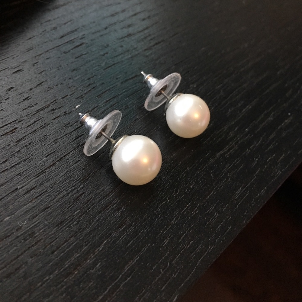 Large faux pearl earrings