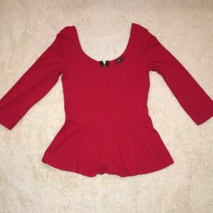 Express Red Peplum Top