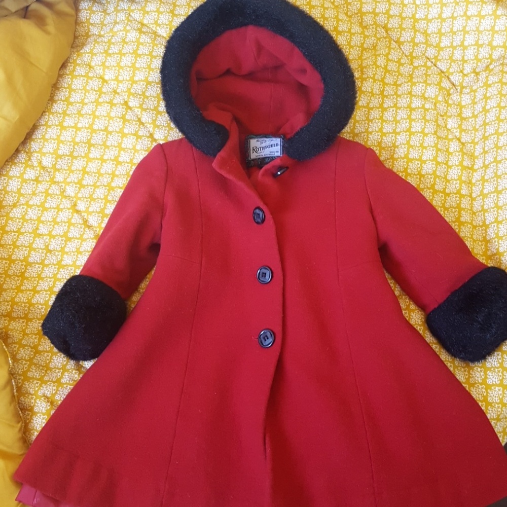 Red wool child's Coat size 2T by Rothschild