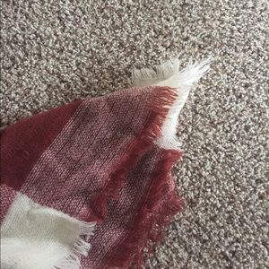 Long red and brown blanket scarf