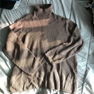 Brown ribbed knit turtle neck