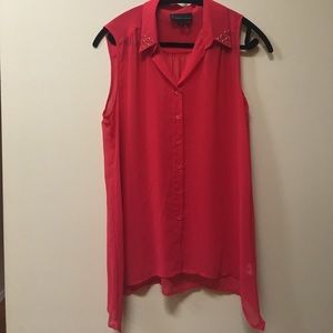 Red tank top with collar and studs