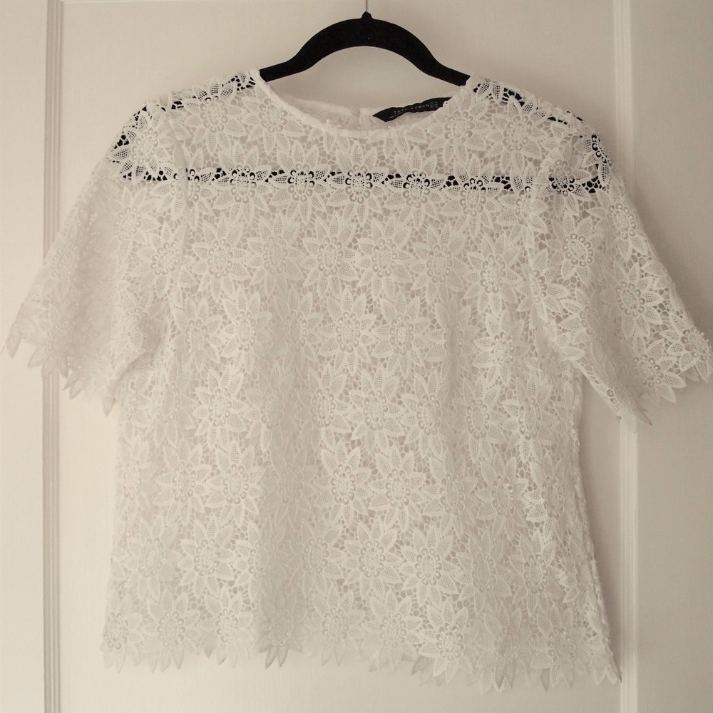 Zara White Lace Top