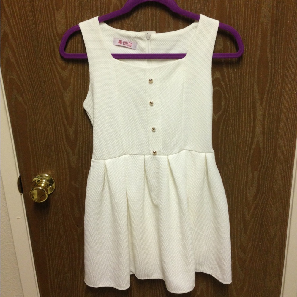 OASAP White Dress with Gold Buttons