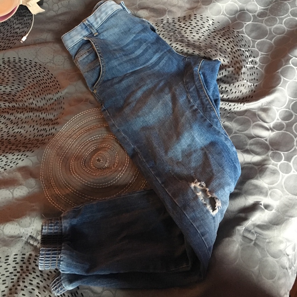Zara destroyed denim joggers