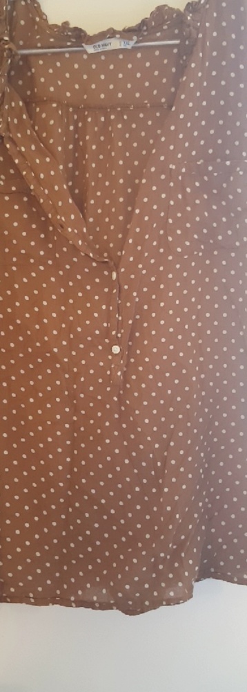 Brown polka dot long sleeve blouse