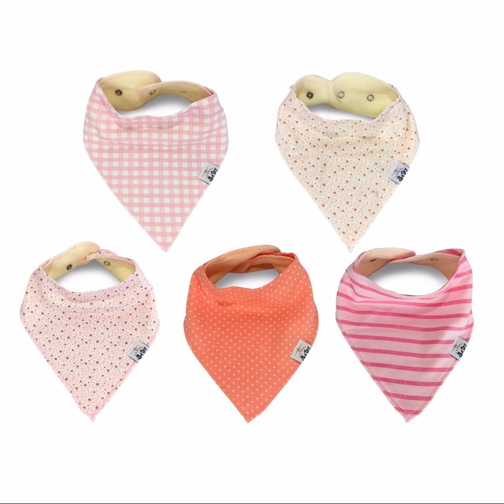 Baby Bandana Drool Bibs, 5Pcs for Girls Organic