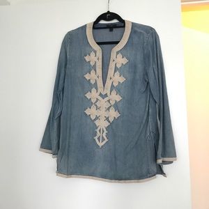 J. Crew chambray pullover with embroidery