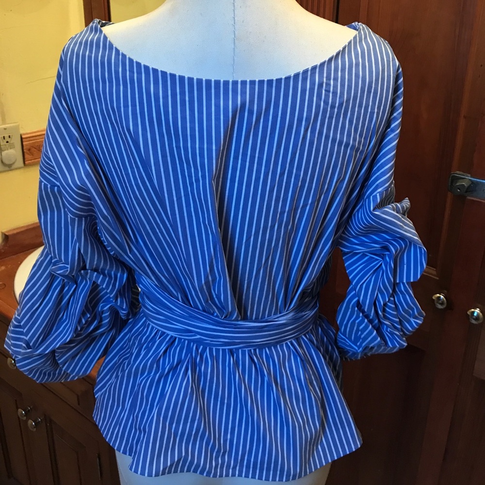 Zara blue striped poplin top. NEW* - Picture 2 of 5