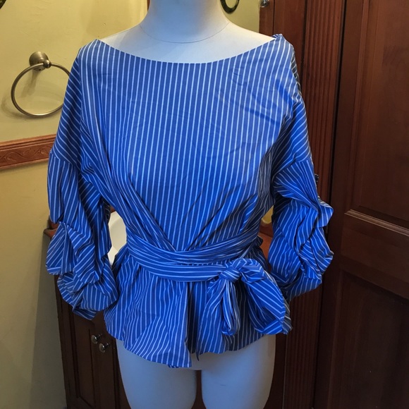 Zara blue striped poplin top. NEW* - Picture 3 of 5