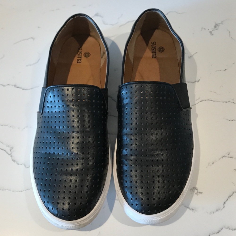 Black slip-on sneakers