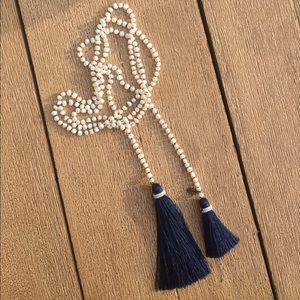Wrap fresh water perl necklace with tassels. NWOT