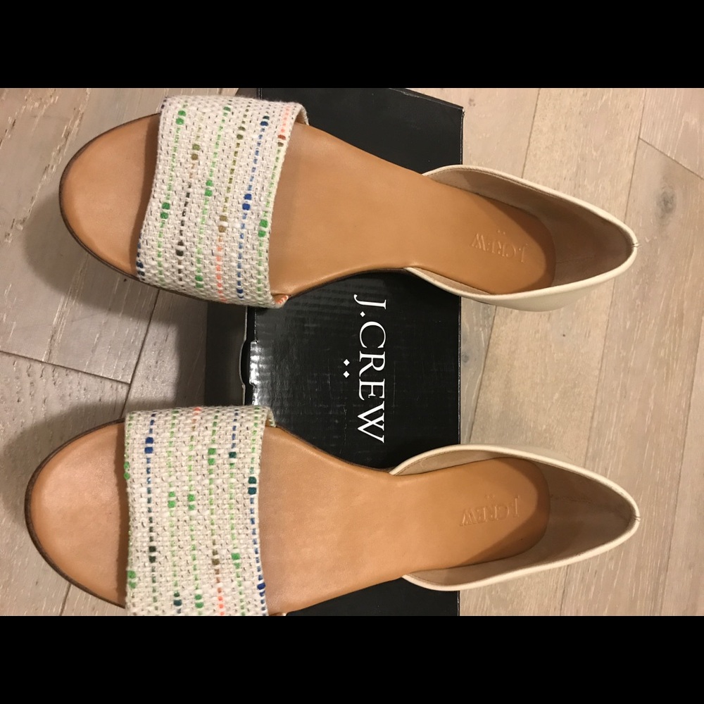 J crew Tweed peep-toe D'Orsay Flats