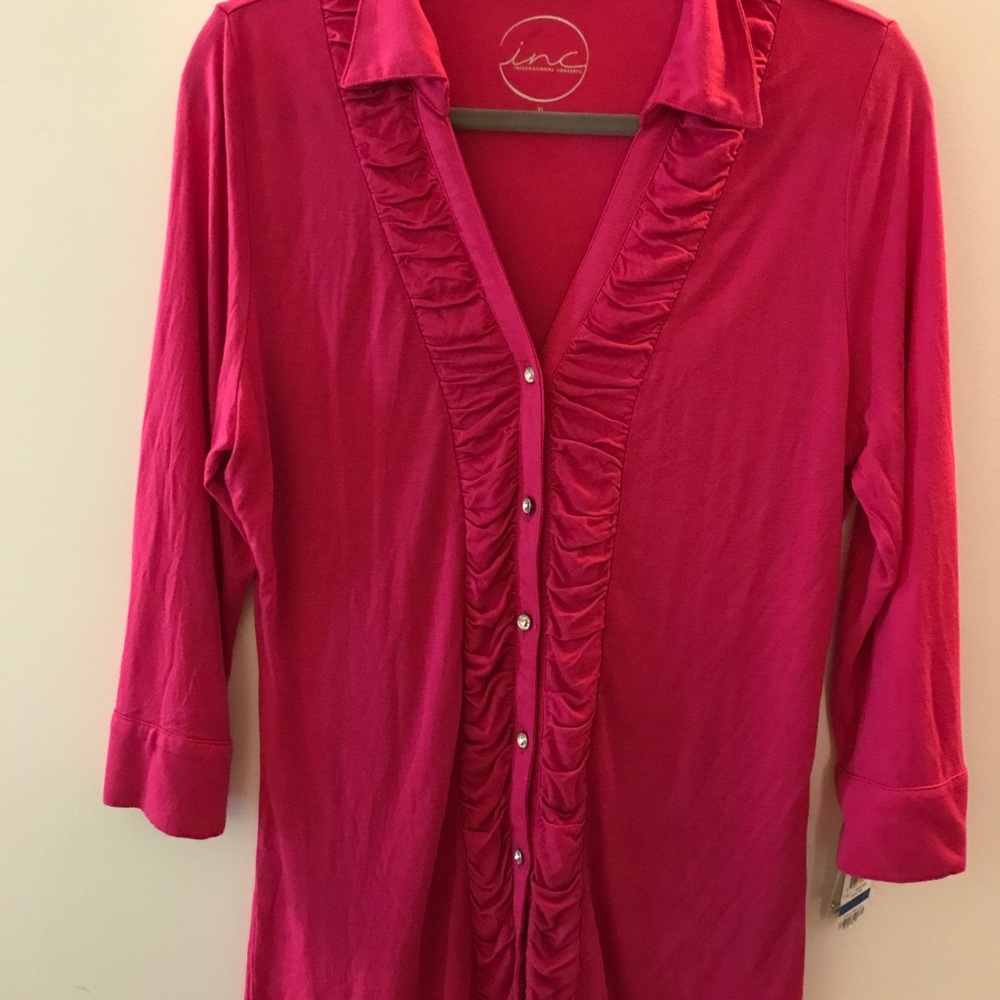 Beautiful nwt INC pink button up,crystal butttons