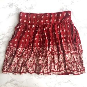Red/White Patterned Skirt with Pockets