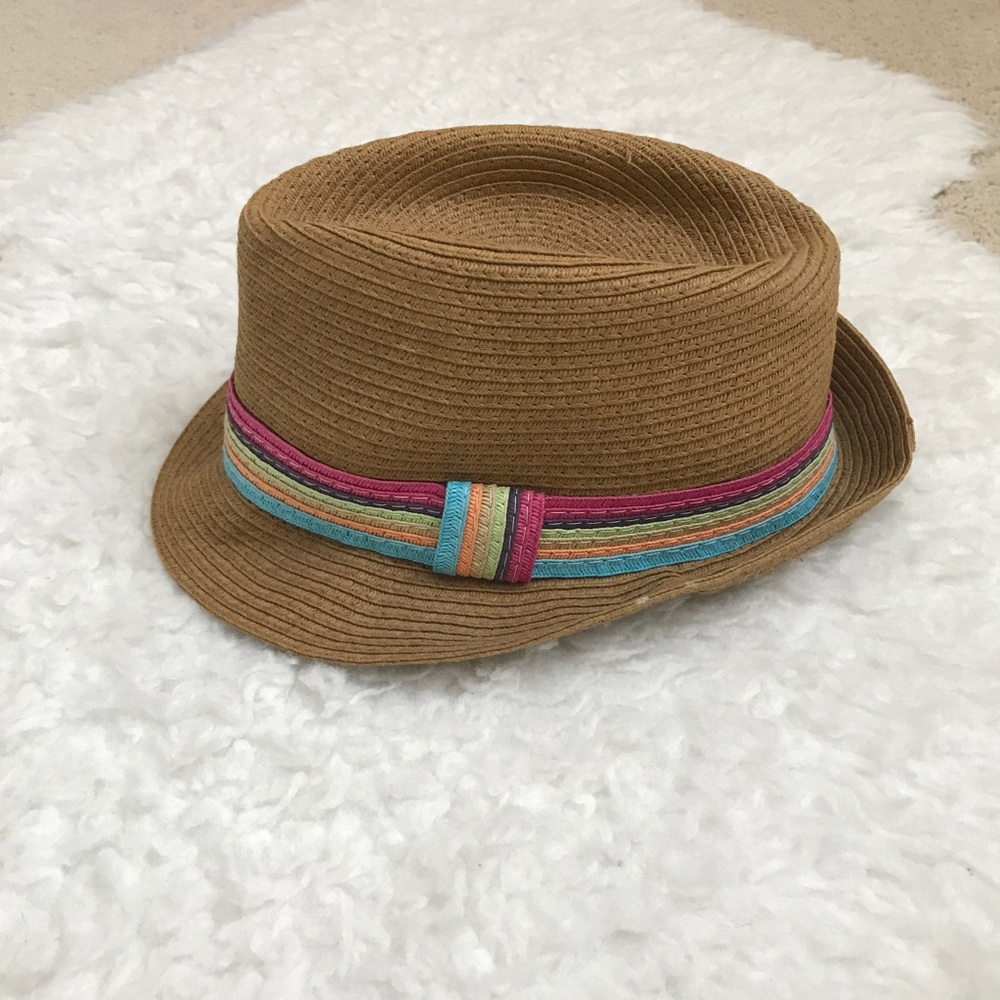 Chinese Laundry Fedora Hat with Rainbow Band