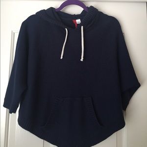 H&M. Navy blue. Cropped V shape. Hoodie.