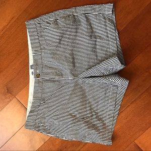 Navy and white striped shorts