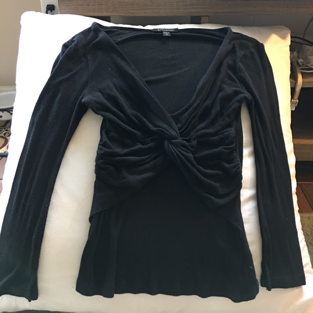 Twist front black long sleeve
