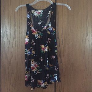 Black flowered tank top
