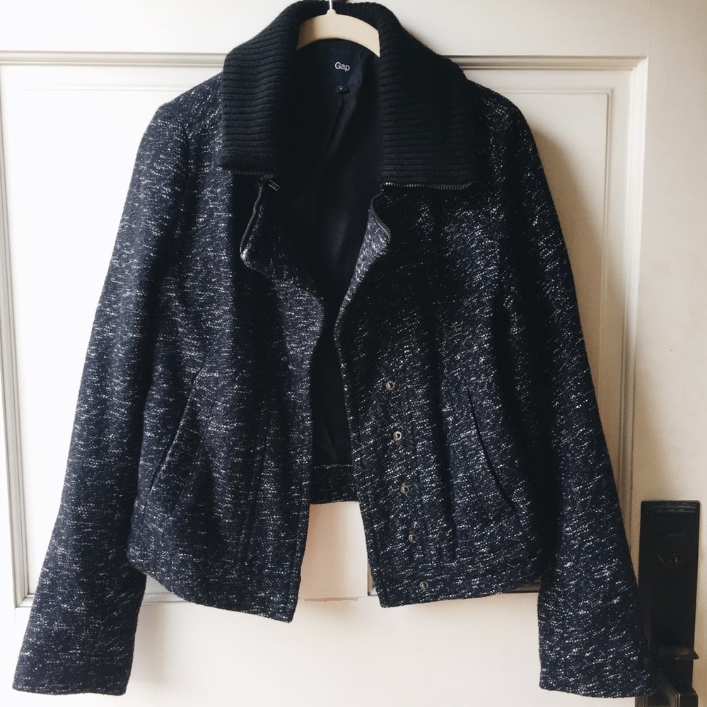 Gap jacket cropped with collar navy blue
