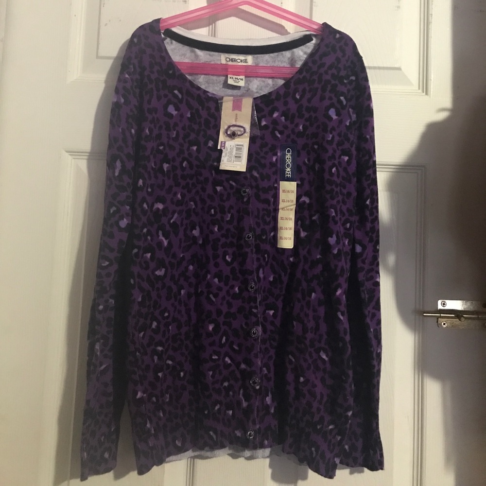 NWT Girls XL Cardigan Cheetah Print