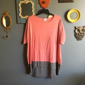 LuLaRoe Irma top, size M, salmon and gray two tone
