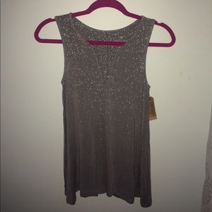 American Eagle Grey Lace Up Tank Top