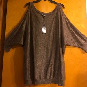 Large express dolman Cold shoulder metallic top