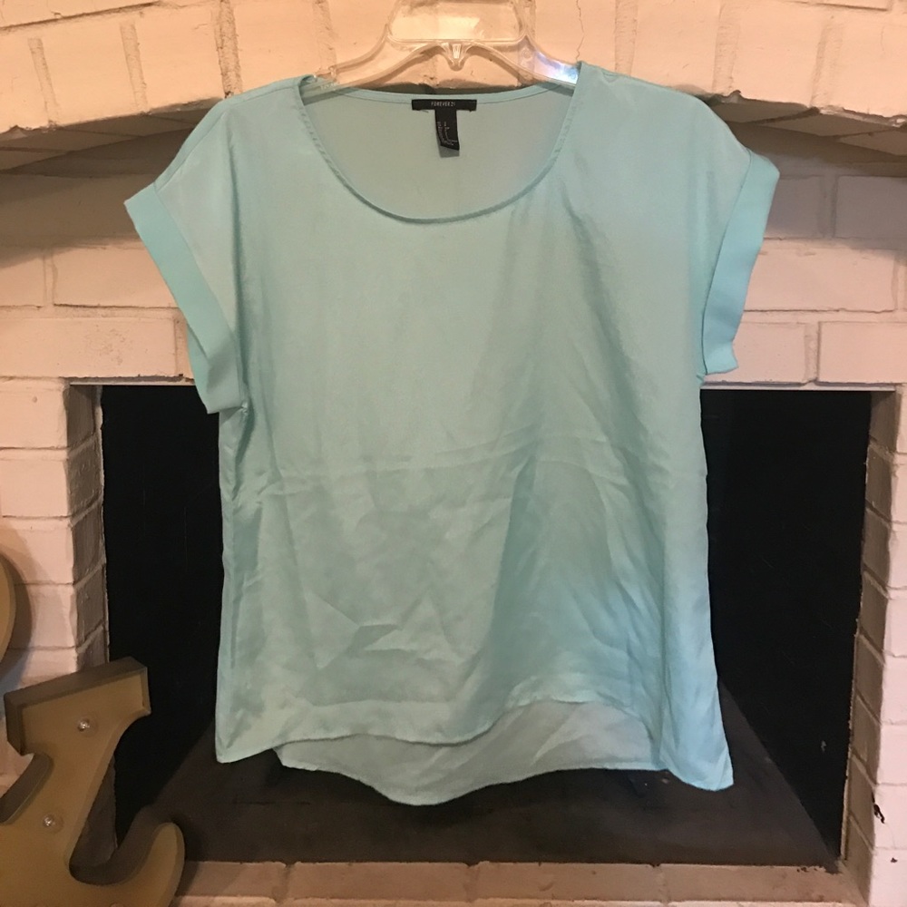 Turquoise chiffon blouse