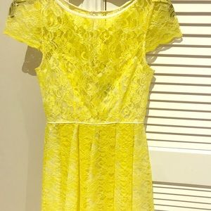 ABS Yellow Lace Cocktail Dress