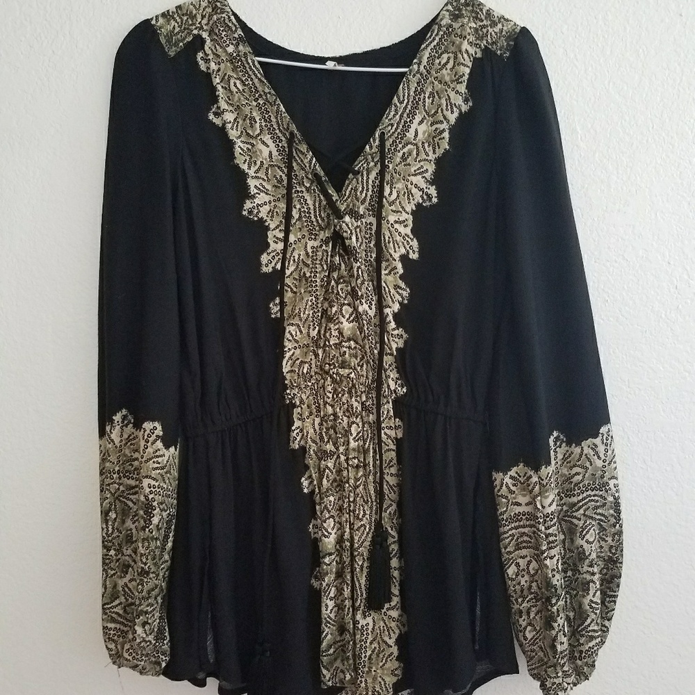 Free People boho drawstring top